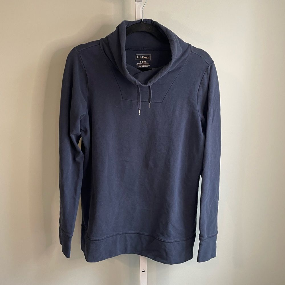 L.L. Bean Blue Cowl Neck Pullover
